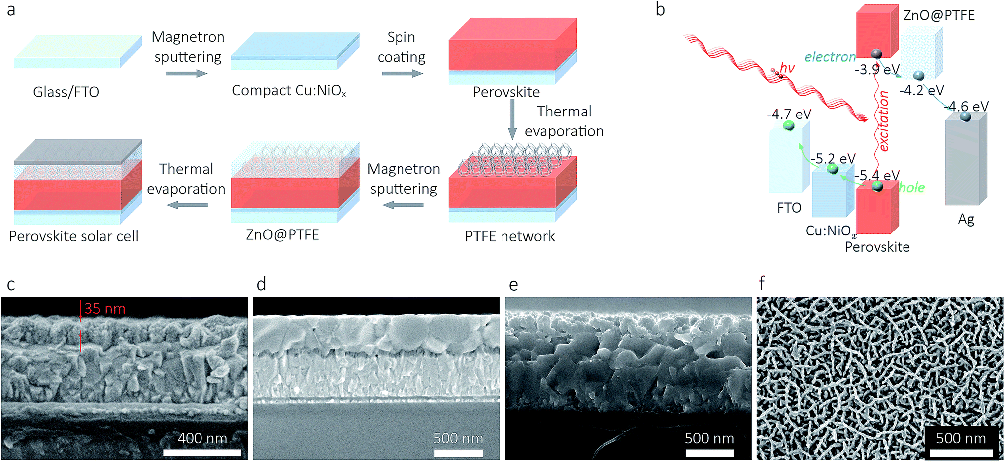 基于zno@ptfe复合电子传输层反式结构电池及其显微结构   j mater